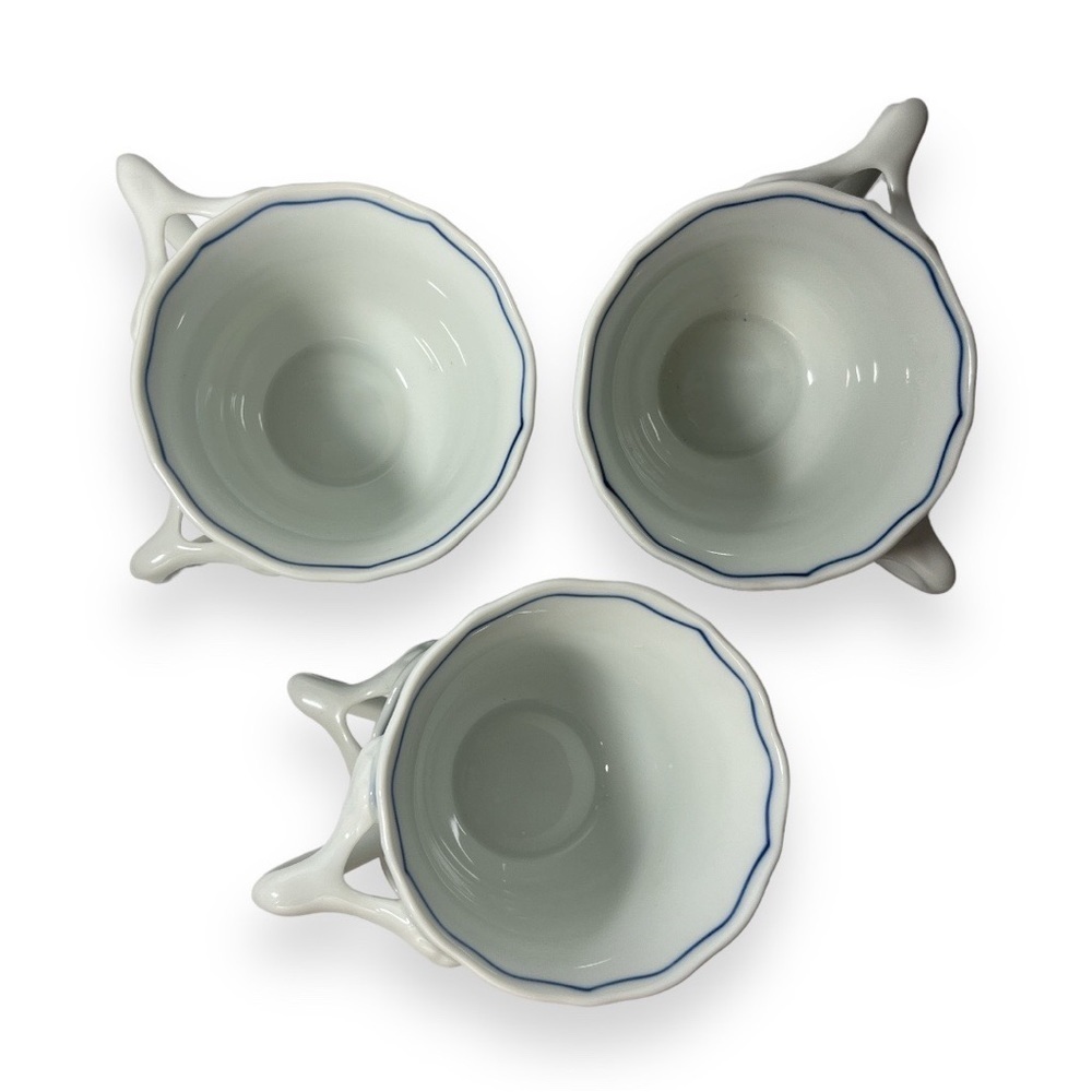 Vintage Blue Danube Japan Tea Cups Set of 6 Blue White Floral Split‎ Handle 8 oz - Picture 7 of 11